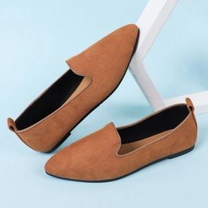 👞 🤎Minimalist Point Toe Faux Suede Flat Loafers🤎 👞